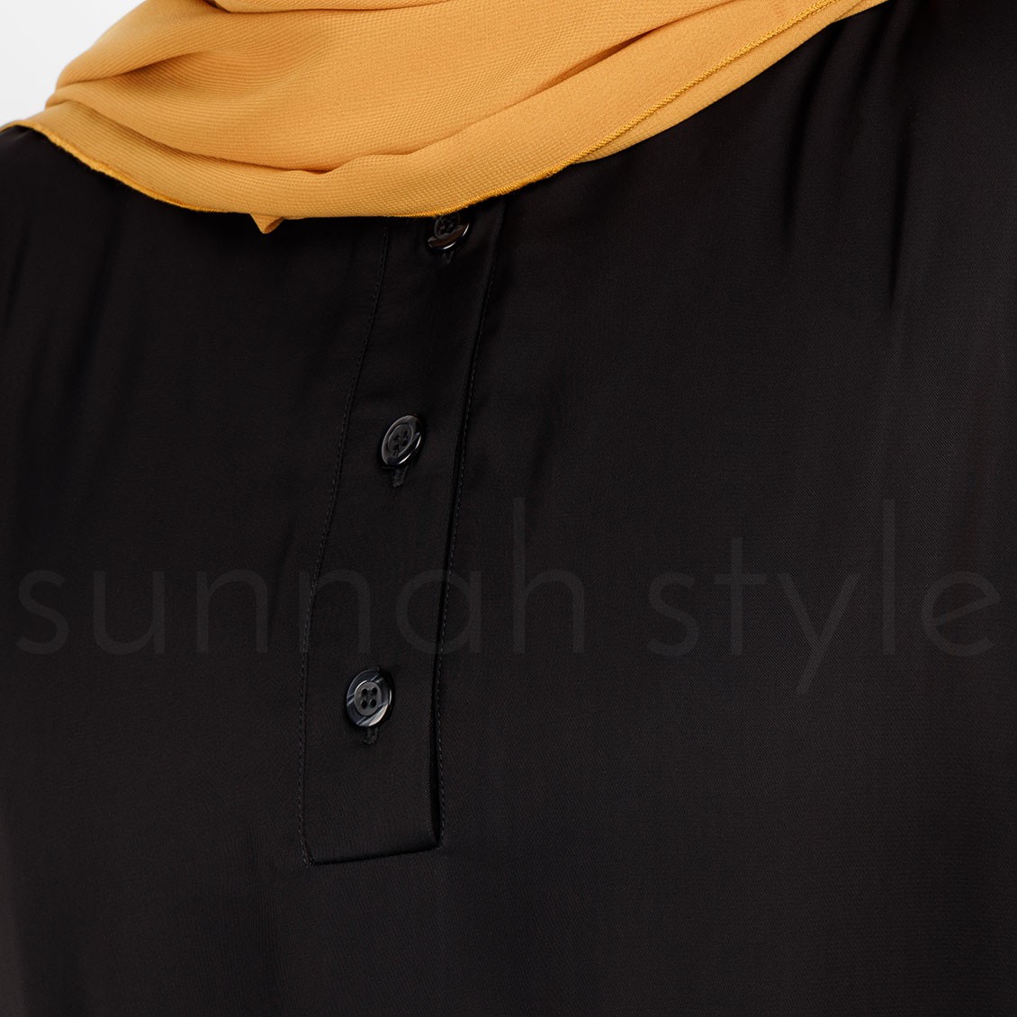 Sunnah Style Pearl Button Cuff Abaya Black